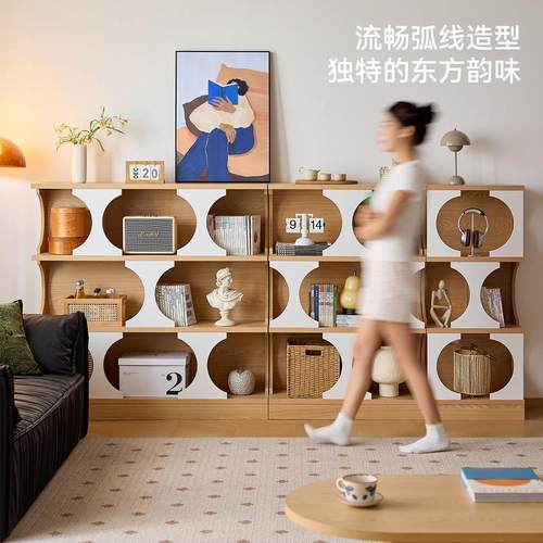 懒生活实木书柜客厅收纳柜家用展示柜边组合柜靠墙杂志柜书架斗柜