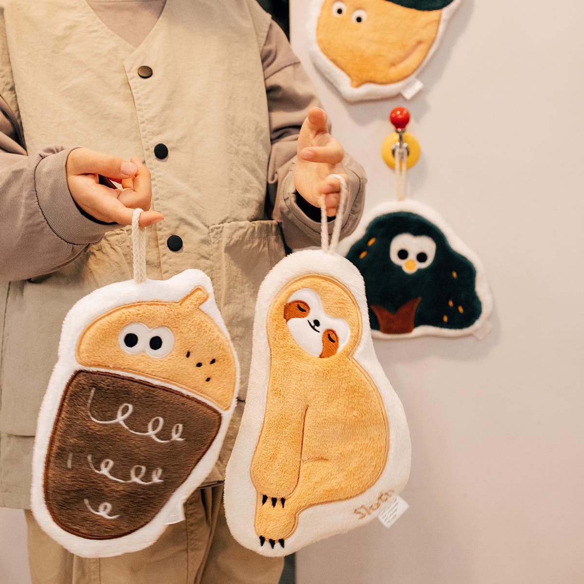 半宅可爱卡通擦手巾加厚吸水不掉毛手帕巾儿童毛巾厨房挂式抹手布