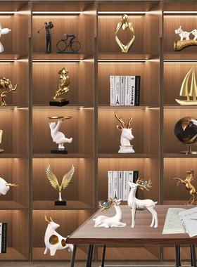 现代简约轻奢书柜客厅酒柜摆件领导高端商务办公室家居装饰工艺品