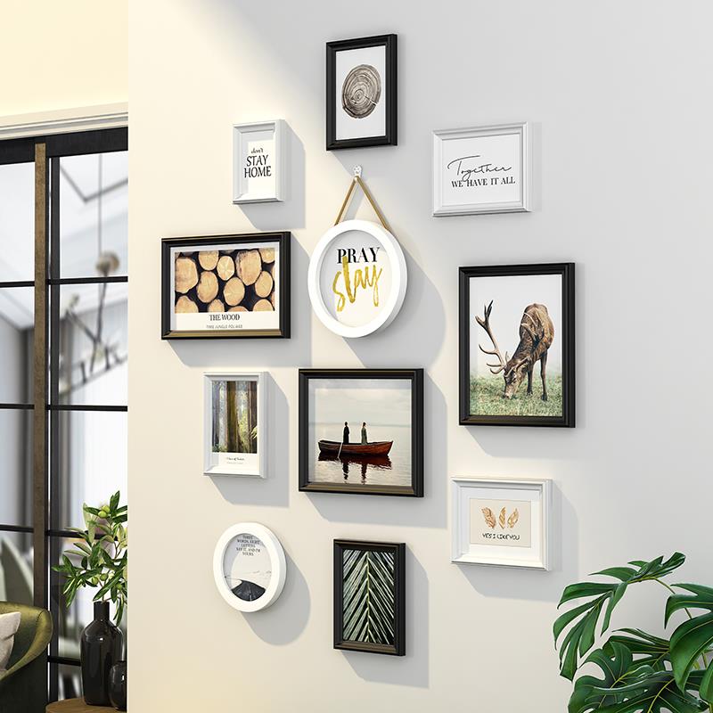 竖版照片墙装饰简约现代玄关相片墙相框墙创意挂墙墙上组合免打孔