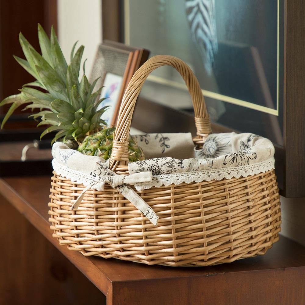 野餐篮子ins水果篮子藤编收纳篮礼品篮手提筐田园野餐用品