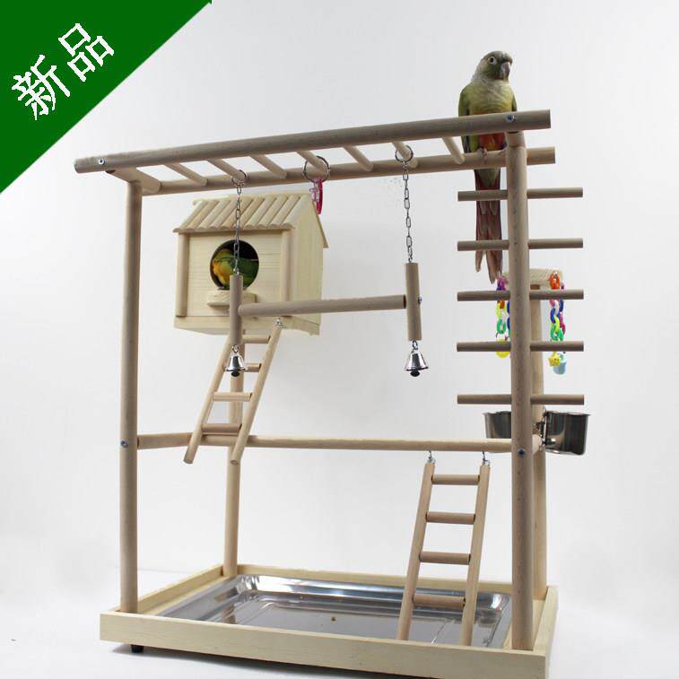 实木鹦鹉站架 玄凤落地站架 鸟禽双层游乐架 牡丹鸟架配件 桌面鸟