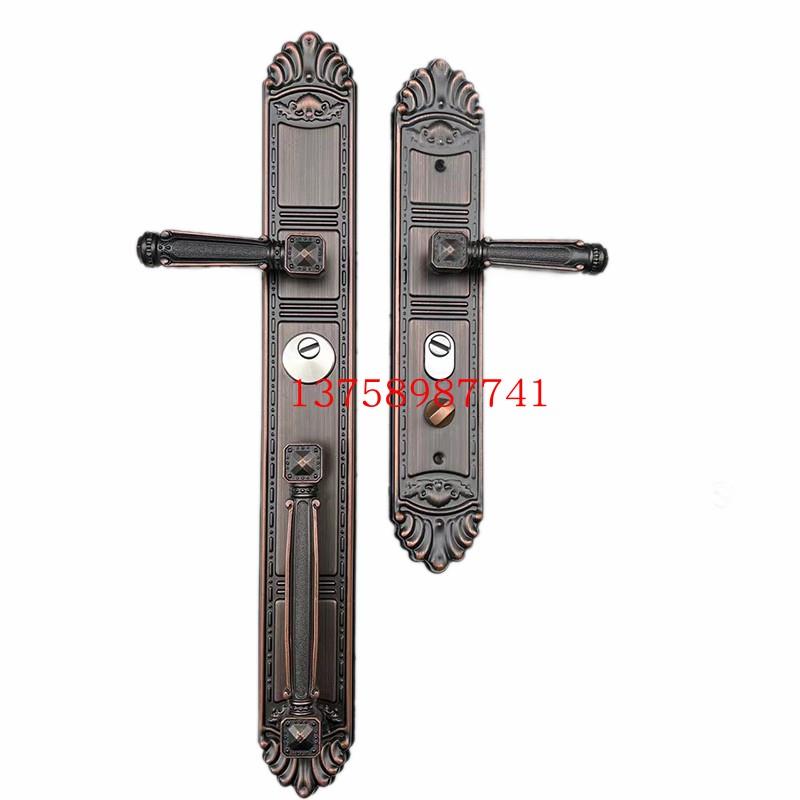 豪华别墅大门锁双开门对开门防盗门把手大门拉手灰色卡门加厚防撬