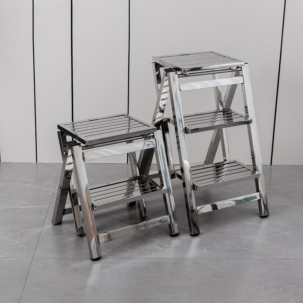不锈钢折叠梯子家用加厚人字梯凳登高爬梯楼梯工程工业三四踏步梯
