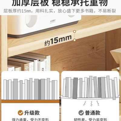 实木书架落地置物架一体靠墙收纳储物柜子儿童学生书桌旁家用书柜
