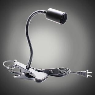 E27螺口加厚万向灯座夹子灯座床头灯台灯架植物补光灯带插头开 关