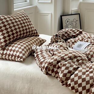 Minimal Concept【覆古菱形格】秋冬弄潮儿牛奶绒保暖四件套床单