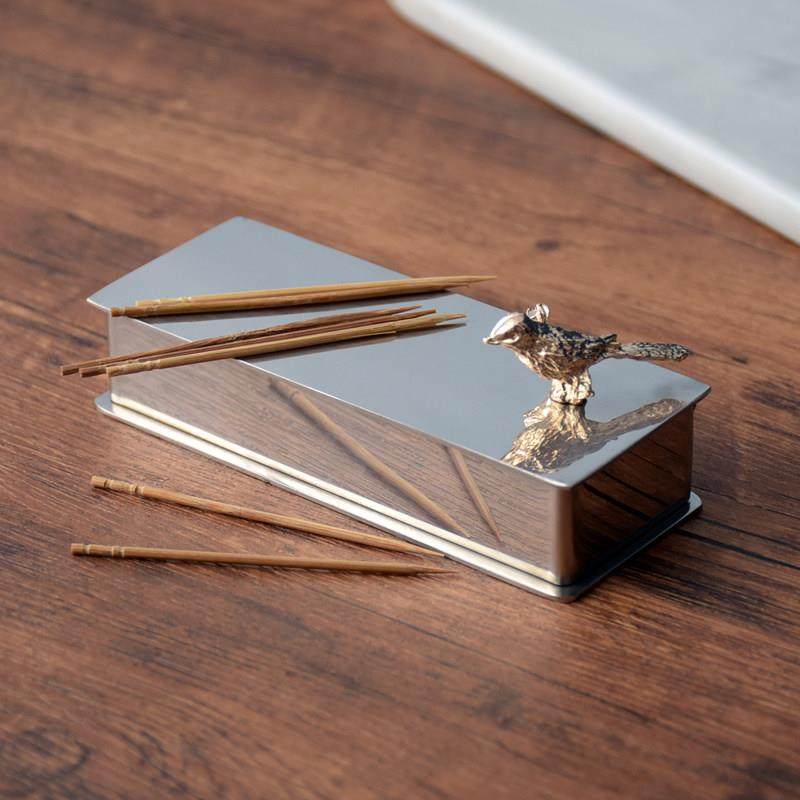 喜鹊轻奢金属牙签盒 304不锈钢长方形牙签筒牙签盒餐厅 牙签罐,收纳整理,牙签盒,淘宝优惠券,粉丝福利购,淘宝优惠卷