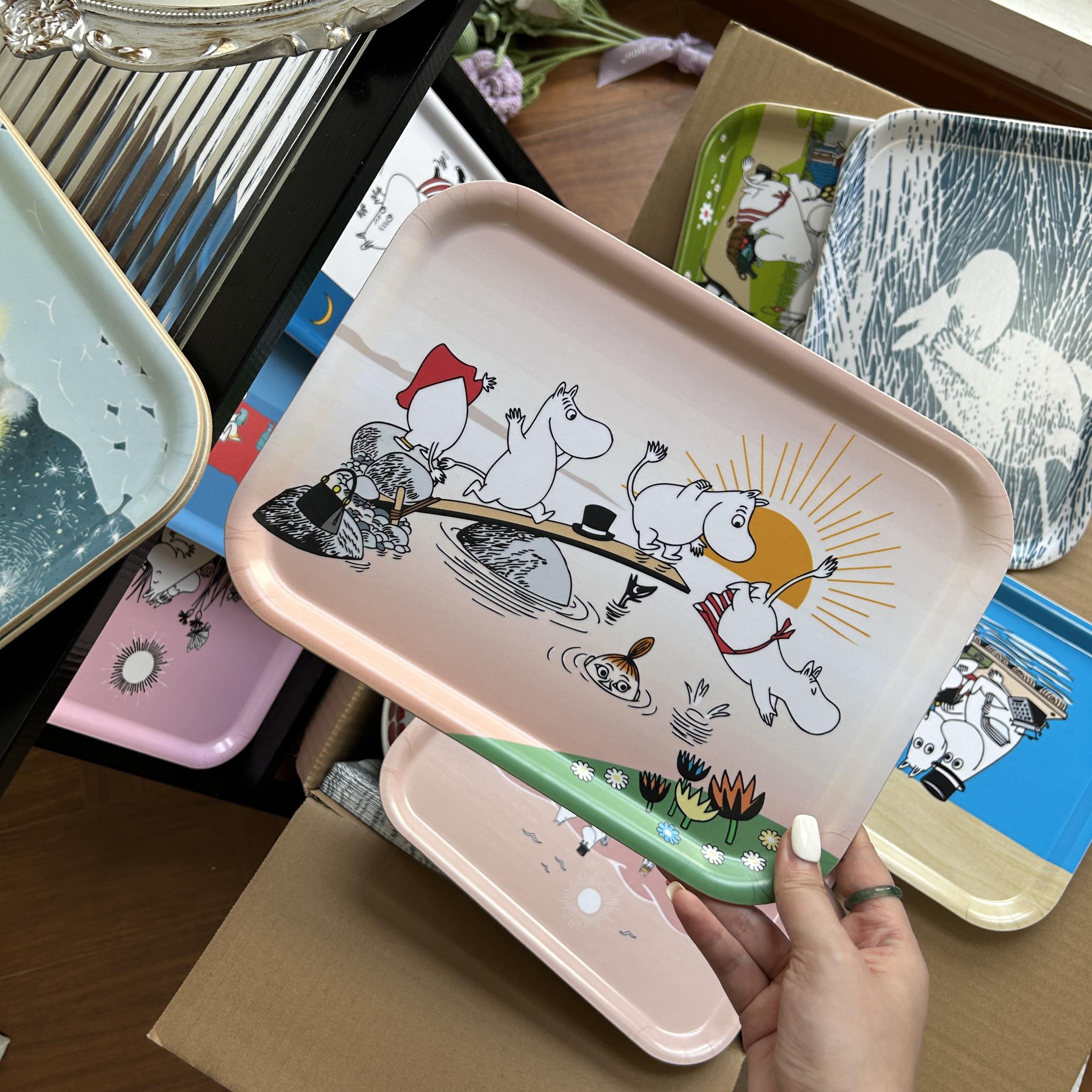 瑞典Optodesign姆明托盘下午茶餐盘北欧点心盘防水实木置物盘