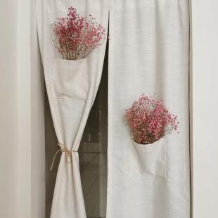 思幔日式分片门帘亚麻米色入户玄关隔断帘小窗户不透光定制免打孔