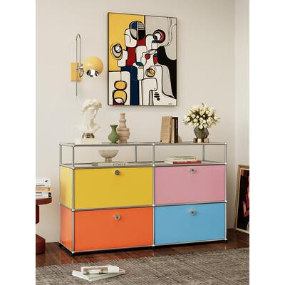 USM不锈钢餐边柜ins风模块组合咖啡柜斗柜家用多功能彩色置物柜子