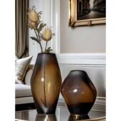 轻奢落霞水晶玻璃花瓶家居摆件简约异形样板间客厅桌面插花花器