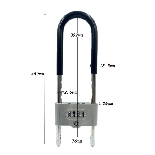 玻璃门U型双开密码锁可找回密码防盗安全写字楼办公楼升级款U型锁