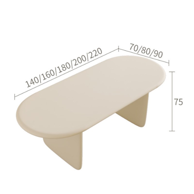 奶油风实木餐桌小户型家用椭圆型多人吃饭餐桌法式餐厅半椭圆餐桌