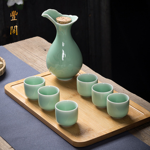 陶瓷酒具套装 喝酒杯 家用酒壶酒杯小酒盅中式 分酒器青瓷烈酒杯日式