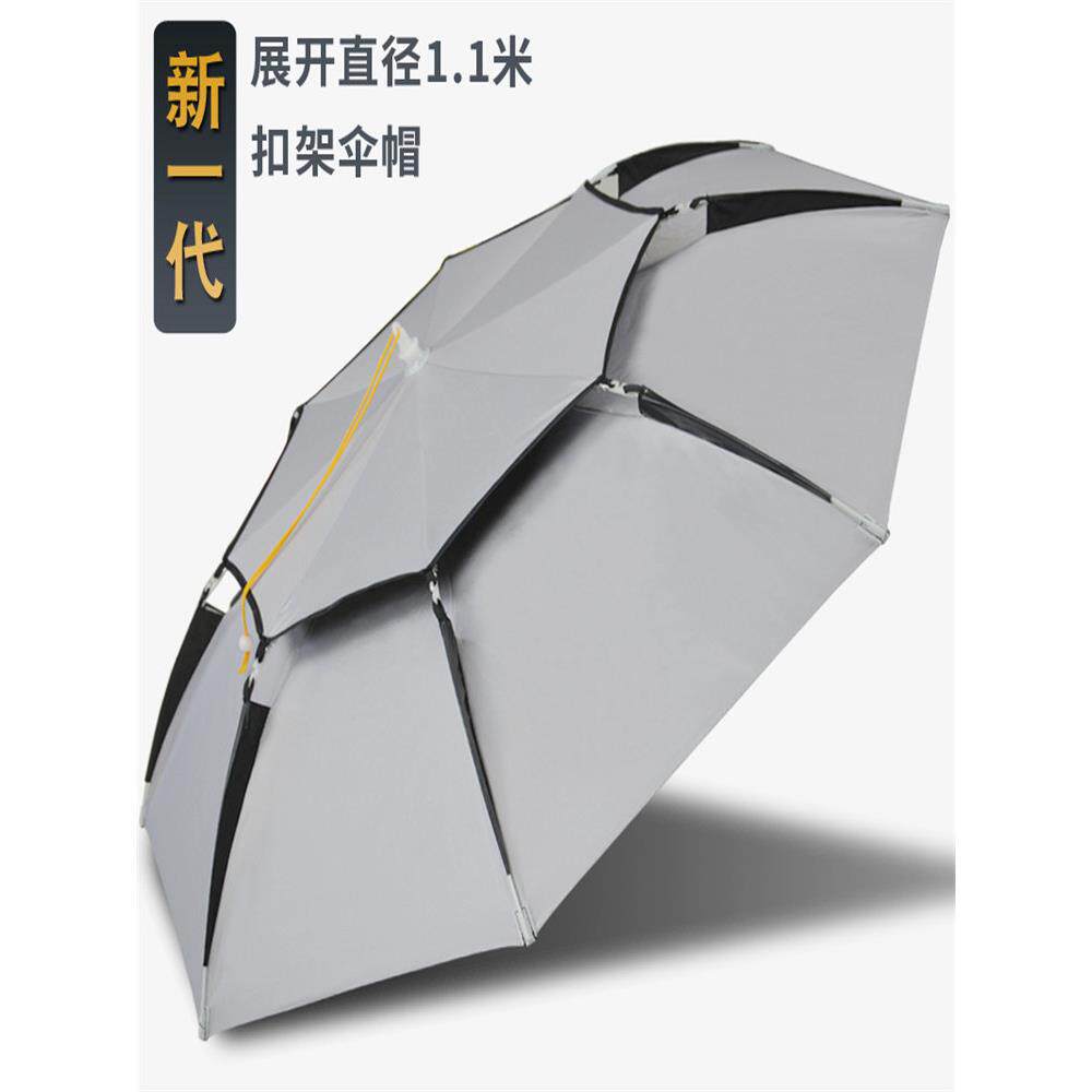 2024新伞帽头戴式钓鱼伞双层透气70%折扣堆叠大斗帽防晒专业超轻
