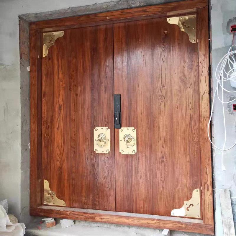 实木彷古别墅大门庭院进户门老榆木防腐木农村自建房大门宅院木门