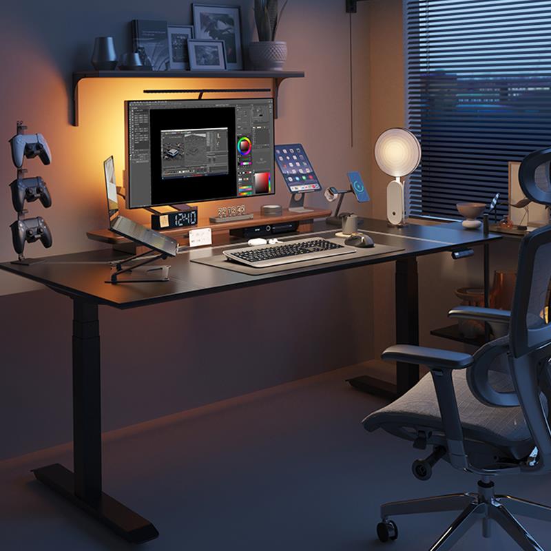 爱特屋自动电动升降桌电脑桌家用数码桌搭办公桌升降桌腿书桌