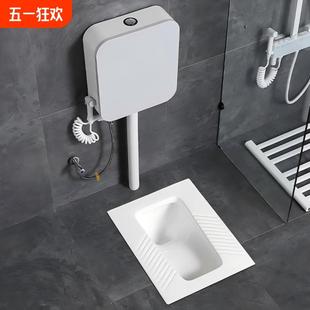 便盆池卫生间家用防臭大便器蹲厕冲水箱套装 高压蹲便器水箱蹲坑式