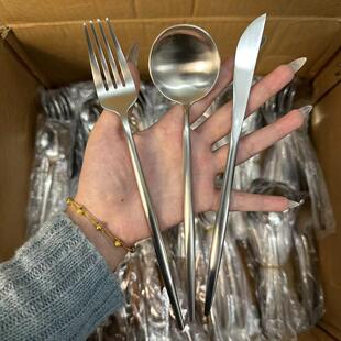304不锈钢哑光拉丝叉勺筷套装 颜一好物 家用酒店西餐具甜品勺叉