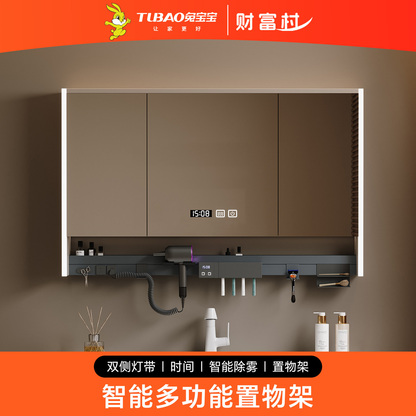 2026新款卫生间单独镜柜挂墙式浴室智能多功能置物架收纳一体定制,家装主材,浴室镜柜,淘宝优惠券,粉丝福利购,淘宝优惠卷