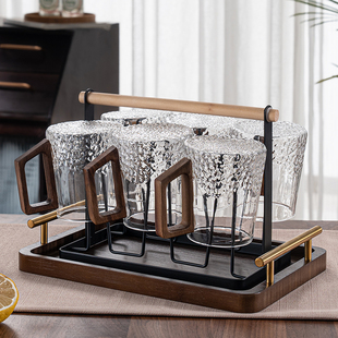 家用客厅专用绿茶杯待客水杯喝水杯子2024新款 耐高温玻璃杯套装