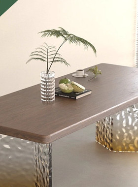 V字型亚克力桌腿黑色透明渐变色家用石头纹书桌支架支撑腿高透款