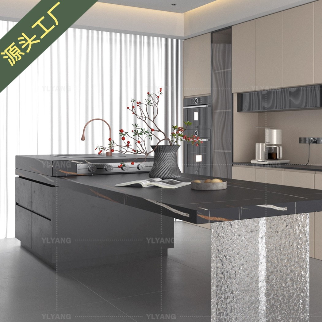 亚克力石头纹桌腿渐变色岛台支撑