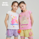 pocoblush梦想运动会滑板兔印花T恤2026女童夏季 薄假两件短袖 背心