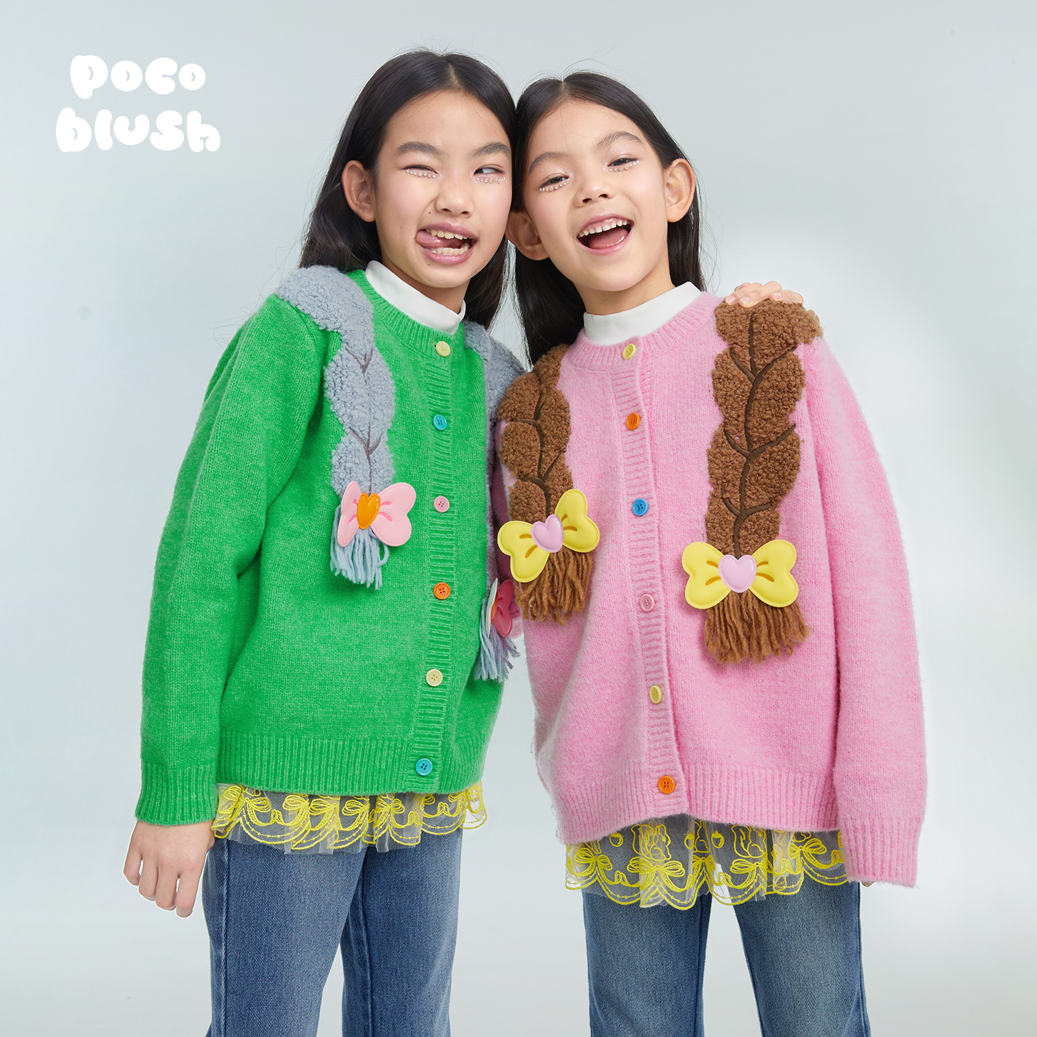 pocoblush公主编发蝴蝶结开衫