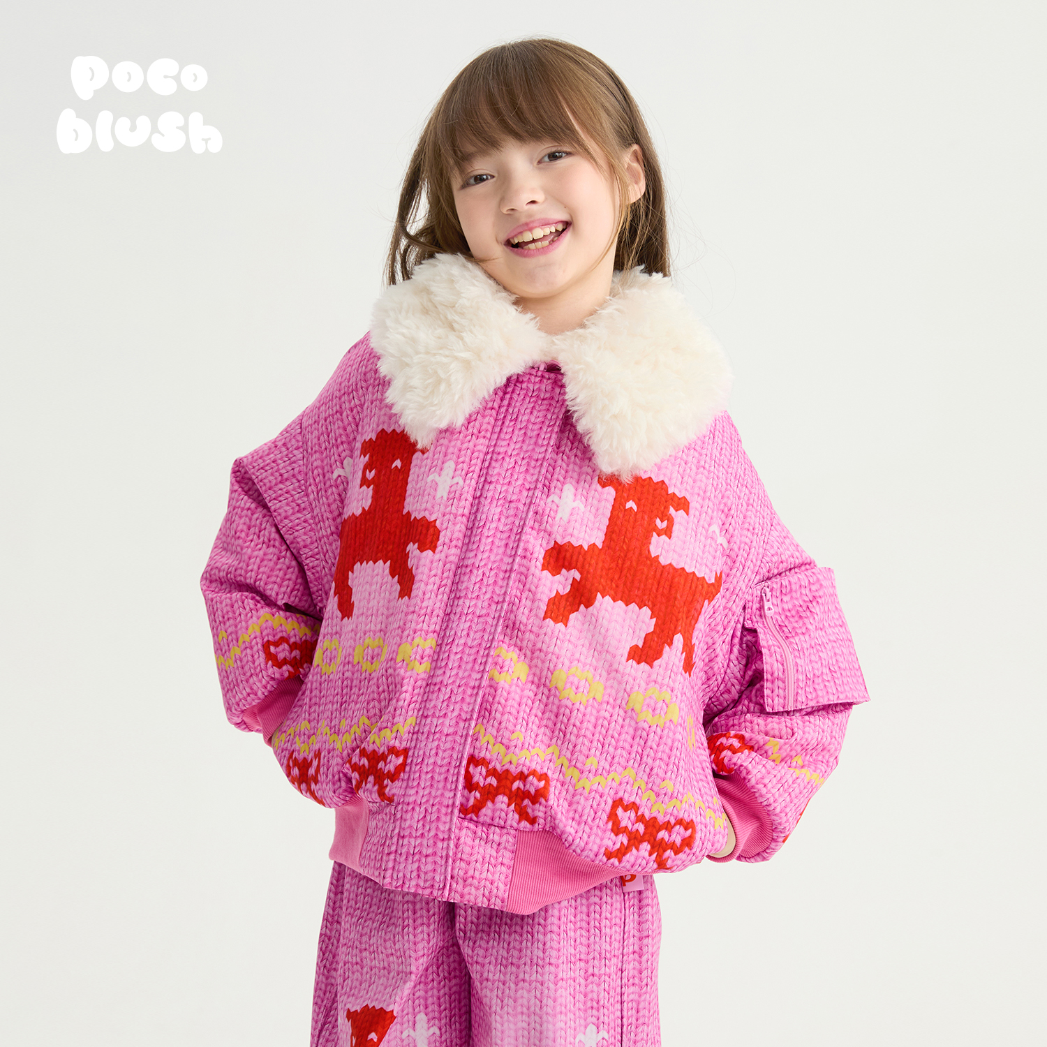 棒针灵感的小羊大豆棉服毛绒外套