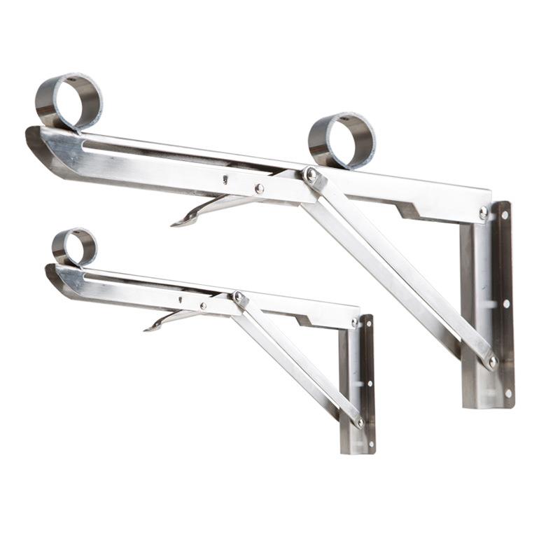 70YF不锈钢晾衣杆支架折叠三角支撑架侧装墙壁固定式晾衣架室内外