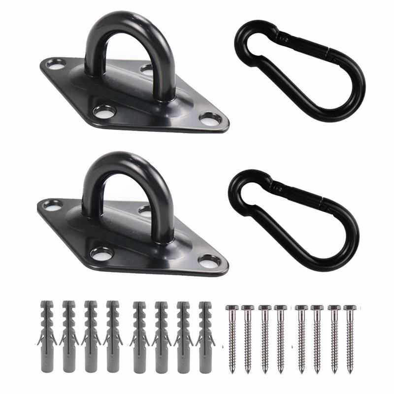 304不锈钢黑色菱形瑜伽门扣挂钩 M10屋顶吊床吊椅秋千固定扣