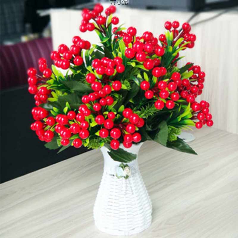 发财果幸运果客厅浆果仿真花红果子冬青相思豆红色假花小红果摆件