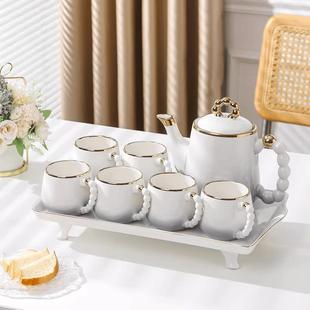 送礼家用水杯客厅茶杯待客杯子简约欧式 轻奢陶瓷茶具套装 茶壶水具