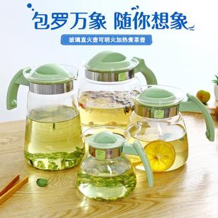 凉水壶 玻璃冷水壶扎壶耐高温凉水杯耐热大容量防爆家用套装
