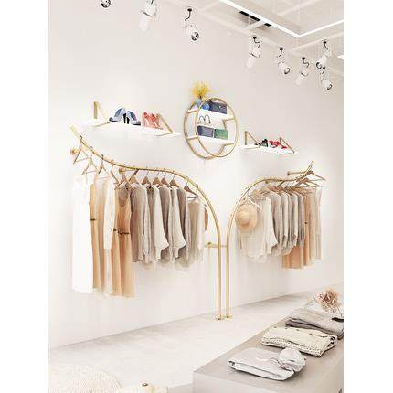 服装店壁挂式上墙金色展示架童装女装店挂衣服架子货架支持定做