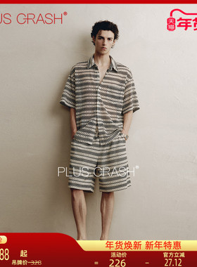 PLUS CRASH夏季时尚男装南法度假风短袖Polo短裤高智老钱风男装