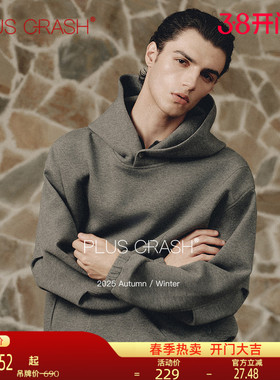 PLUS CRASH25FW冬季加厚空气层宽松保暖立体裁剪廓形卫衣卫裤套装