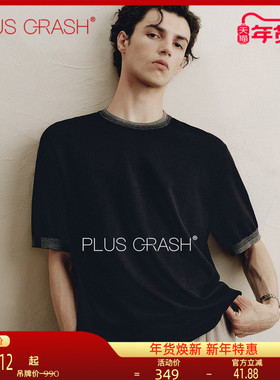 PLUS CRASH夏季拼色新触感绵羊毛花纱质轻盈软糯高智老钱风男装