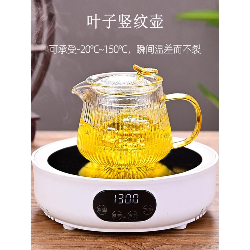 迷你垂直图案玻璃茶壶耐高温，家庭茶壶内衬，办公室，餐厅，酒店