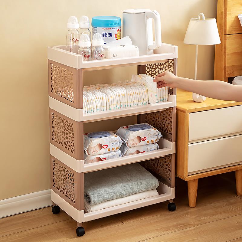 婴儿用品置物架小推车多层宝宝收纳柜新生儿卧室床头移动零食收纳