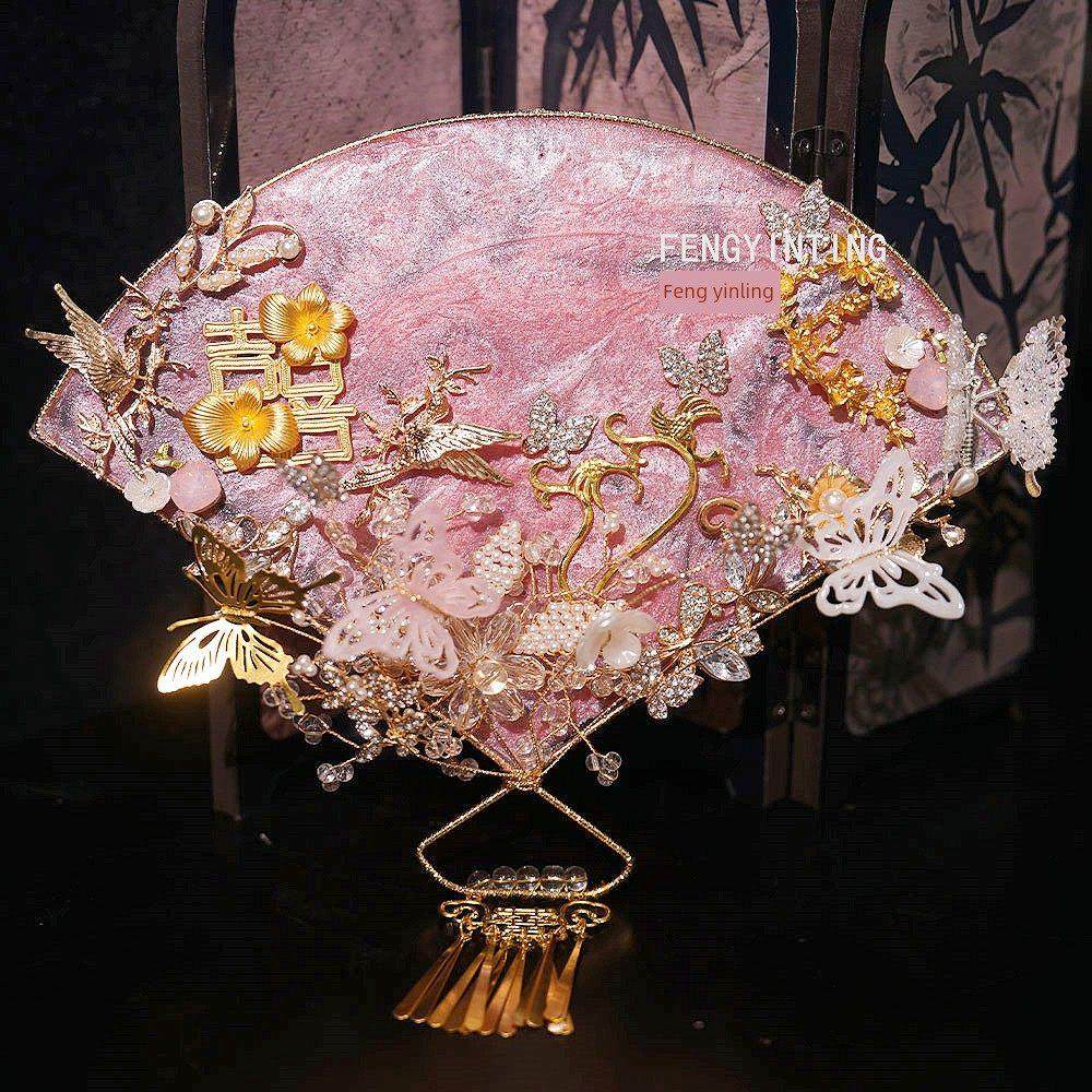 团扇新娘结婚粉色重工秀禾喜扇手工diy材料包婚礼高级出嫁手捧花,家居饰品,工艺扇/团扇/喜扇/折扇,淘宝优惠券,粉丝福利购,淘宝优惠卷