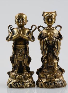 纯铜金男孩玉女孩饰品好钱男孩龙女孩佛像男孩女孩对铜雕像家居装