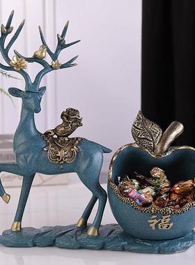 轻奢高档发财鹿摆件入户进门玄关柜放钥匙收纳盒家居装饰乔迁礼品