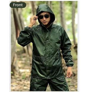 橄榄绿雨衣雨裤套装户外防护抢险救援雨衣分体防水骑行加厚防
