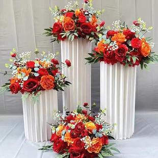 4S店展厅布置花球婚礼路引花彷真花假花罗马柱交车区摆件婚庆花束