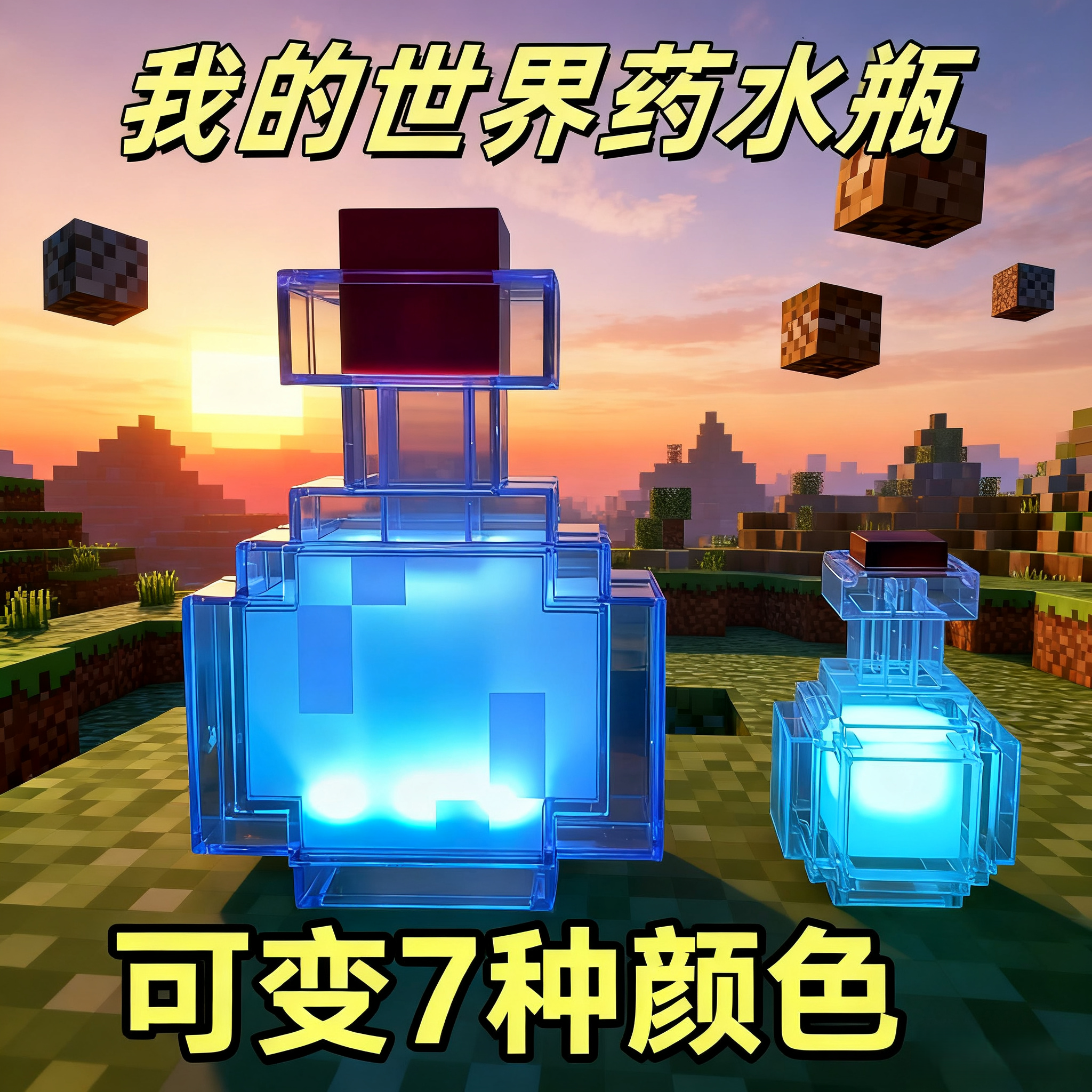 创意我的世界周边玩具礼物变色药水瓶模型小夜灯充电可变色可送礼,家装灯饰光源,小夜灯,淘宝优惠券,粉丝福利购,淘宝优惠卷