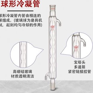 实验室直形冷凝管蛇形球形冷凝器硼硅玻璃直型回流装 置21