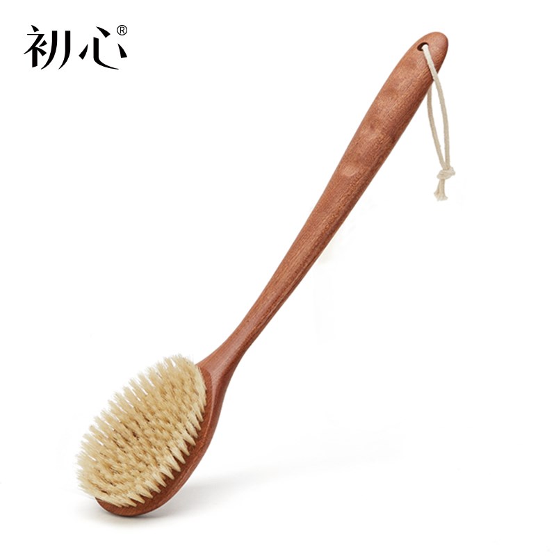 初心木质洗澡刷猪鬃毛刷美体搓背长柄身体刷干刷背软毛搓澡沐王之